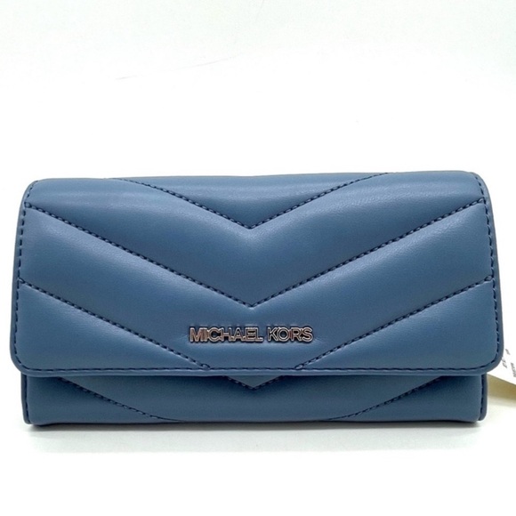 Michael Kors Large Trifold Wallet Blue Lagoon (NWT) - Picture 2 of 9